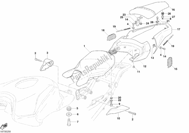 Todas las partes para Asiento Biposto de Ducati Superbike 999 S USA 2005